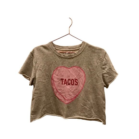 Grayson Threads Valentine's heart cropped short sleeved sweatshirt tacos - Picture 1 of 7